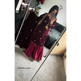 Luxe velvet- deep plum Gharara