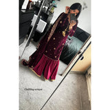 Luxe velvet- deep plum Gharara