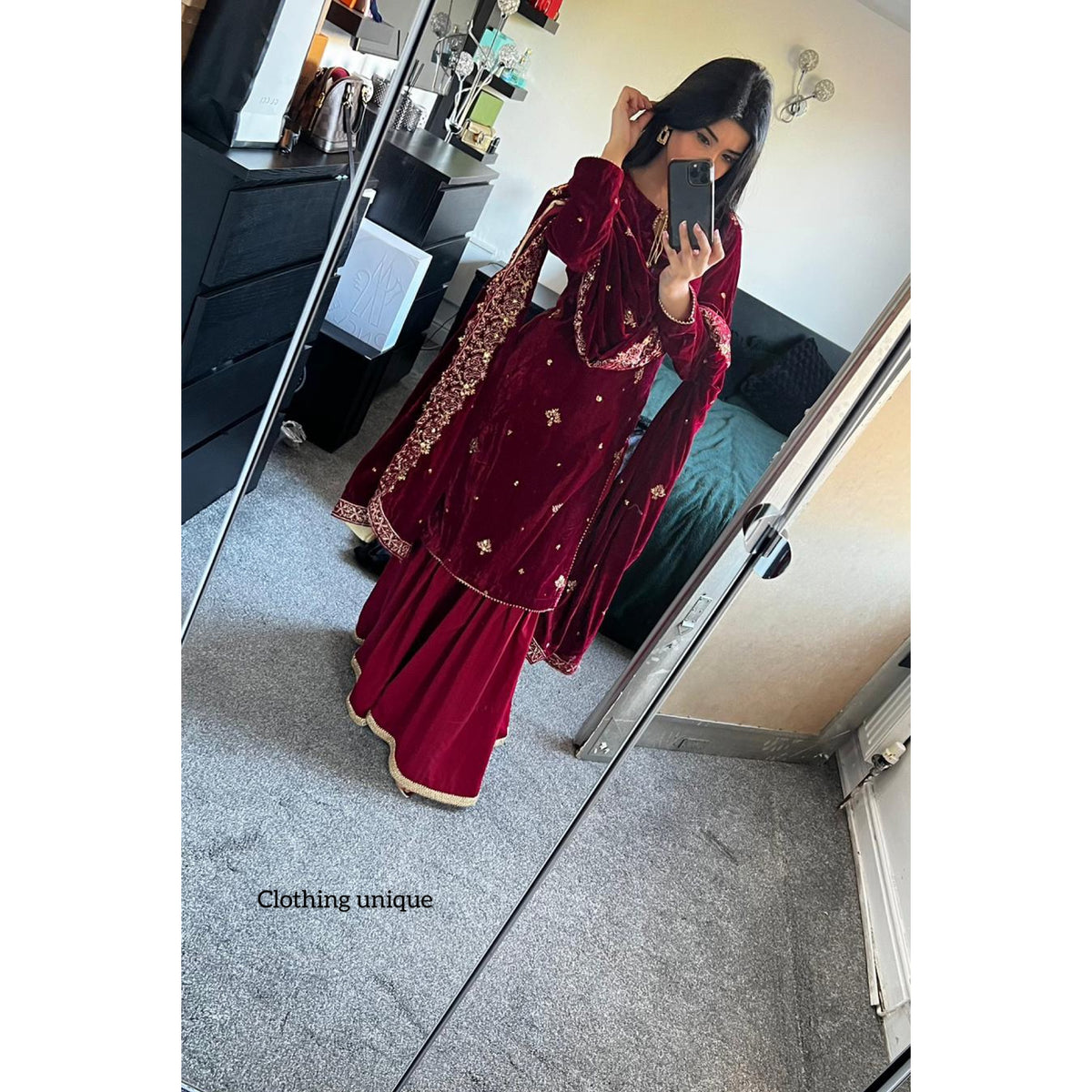 Maroon gharara clearance