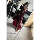 Luxe velvet- deep plum Gharara